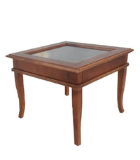 Tavolino bacheca arte povera quadrato tinta noce l.60 p.60 h.47 - Mobili 2G