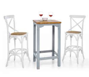 Tavolino bar alto quadrato legno abete grezzo 55x55x105 - Mobili 2G