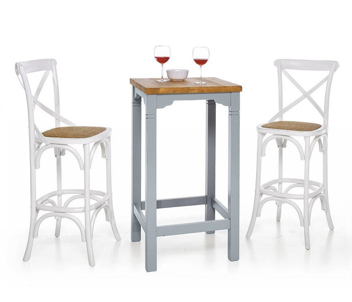 Tavolino bar alto quadrato legno abete grezzo 55x55x105 - Mobili 2G