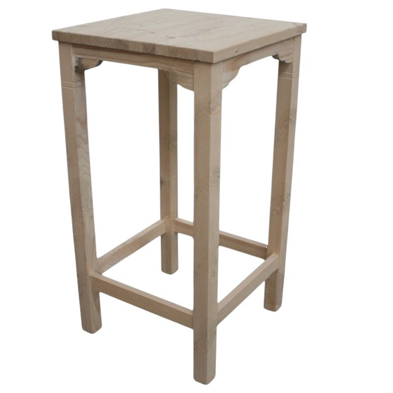 Tavolino bar alto quadrato legno abete grezzo 55x55x105 - Mobili 2G