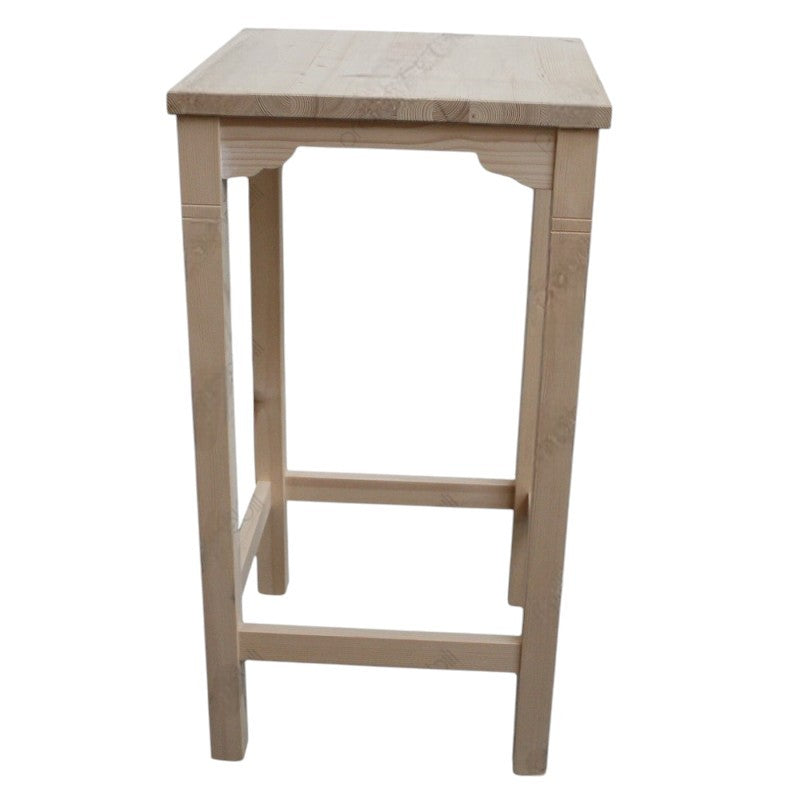 Tavolino bar alto quadrato legno abete grezzo 55x55x105 - Mobili 2G