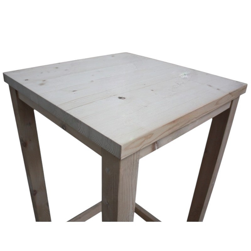 Tavolino bar alto quadrato legno abete grezzo 55x55x105 - Mobili 2G