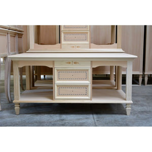 Tavolino classico 2 cassetti in legno grezzo l.115 p.65 h.55 - Mobili 2G