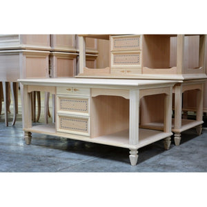 Tavolino classico 2 cassetti in legno grezzo l.115 p.65 h.55 - Mobili 2G