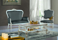 Tavolino classico legno shabby bianco argento 130x75x47 - Mobili 2G