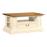 Tavolino classico shabby legno avorio noce grano 125x75x60