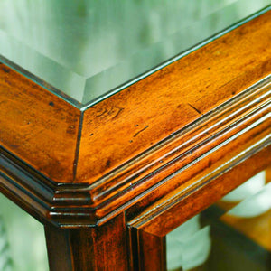 Tavolino classico vetro e legno 1 cassetto finitura bassano l.55 p.55 h.70 - Mobili 2G