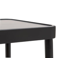 Tavolino contemporaneo legno paglia nero shabby 100x50x43 - Mobili 2G