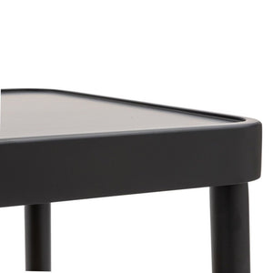 Tavolino contemporaneo legno paglia nero shabby 100x50x43 - Mobili 2G