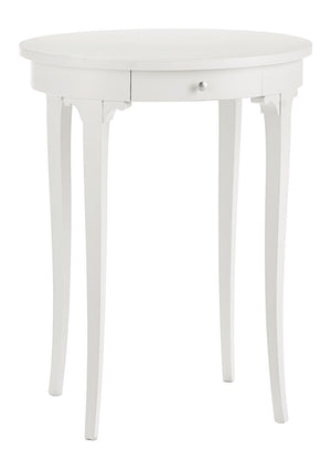 Tavolino ovale bianco fumo classico laccato bianco 57x47x71