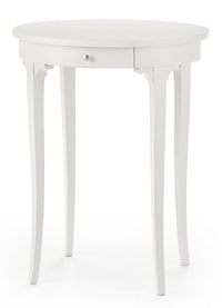 Tavolino ovale bianco fumo classico laccato bianco 57x47x71