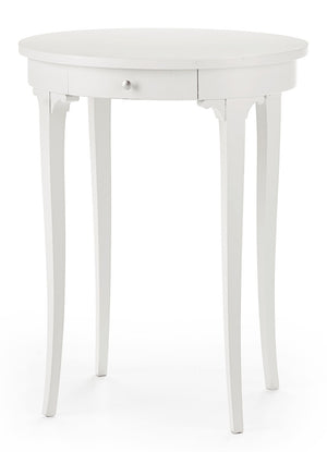 Tavolino ovale bianco fumo classico laccato bianco 57x47x71