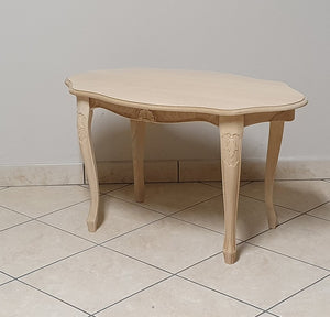 Tavolino ovale legno massello intagliato grezzo 74x46x46 - Mobili 2G
