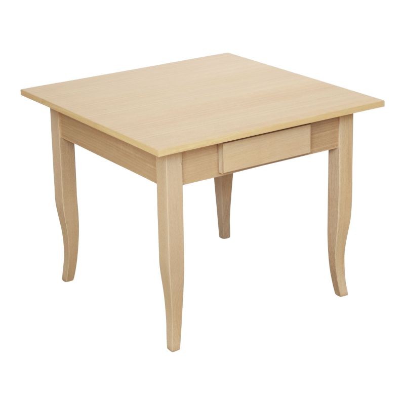 Tavolino quadrato 1 cassetto legno grezzo 50x50x45 - Mobili 2G