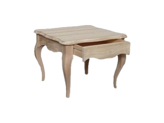Tavolino quadrato 1 cassetto legno grezzo 65x65x49 - Mobili 2G