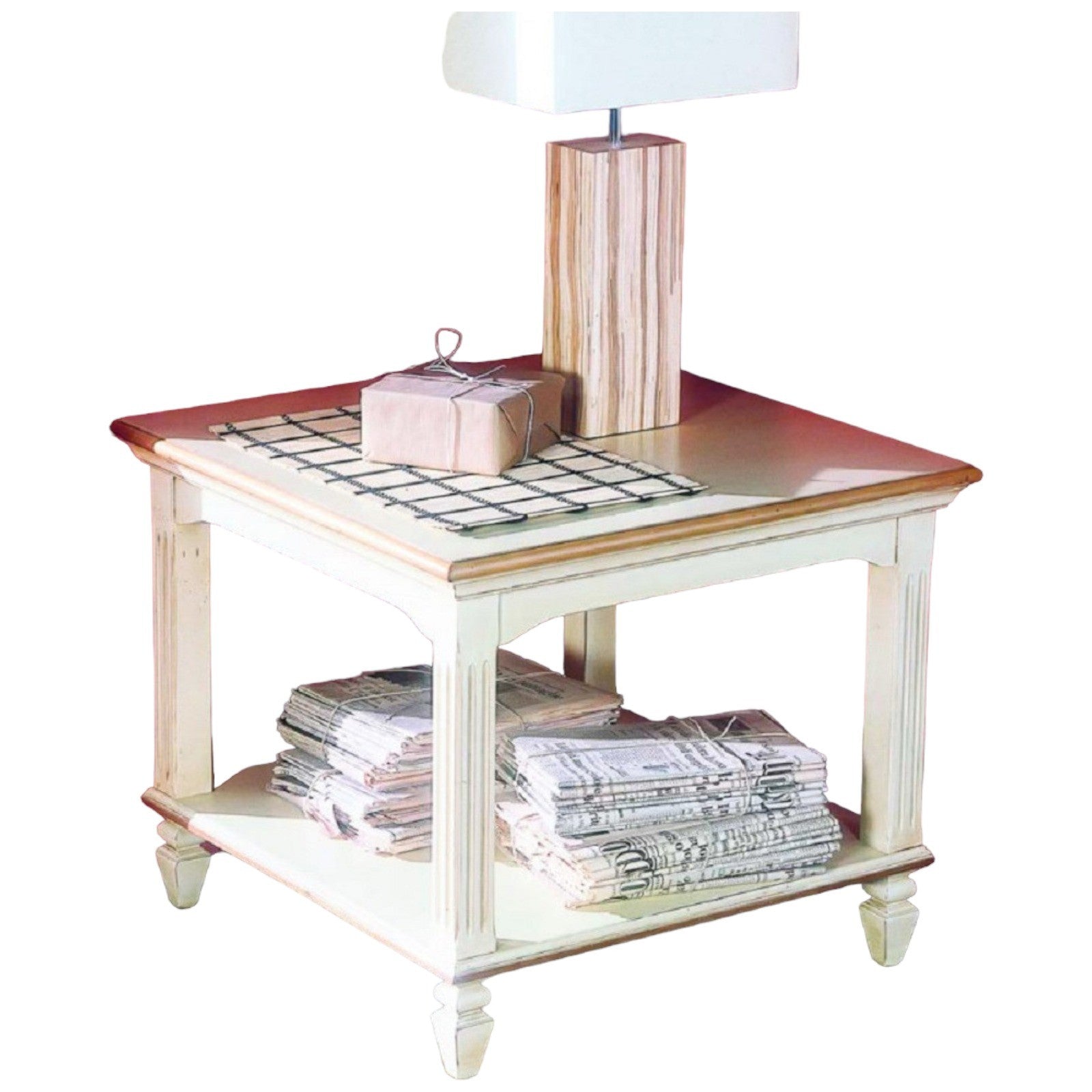 Tavolino quadrato classico in legno bicolore l.65 p.65 h.55 - Mobili 2G