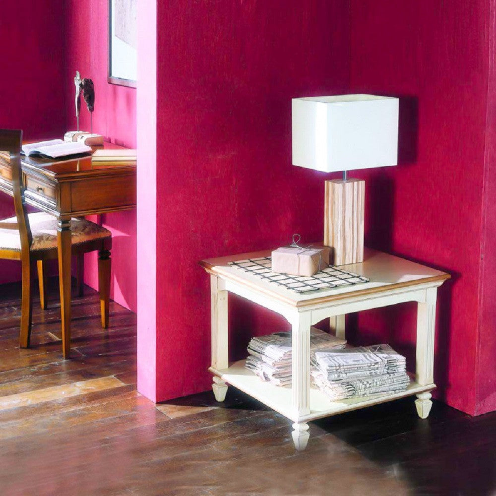 Tavolino quadrato classico in legno bicolore l.65 p.65 h.55 - Mobili 2G