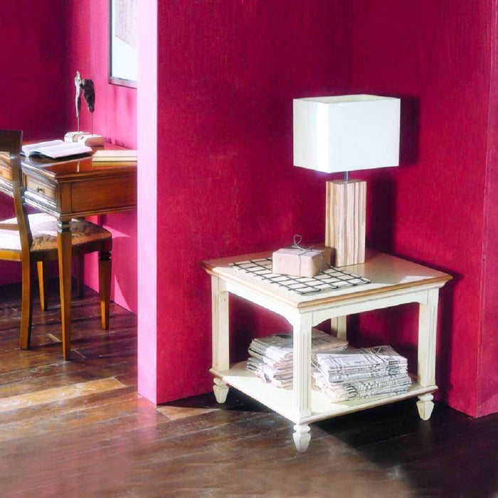 Tavolino quadrato classico in legno bicolore l.65 p.65 h.55 - Mobili 2G