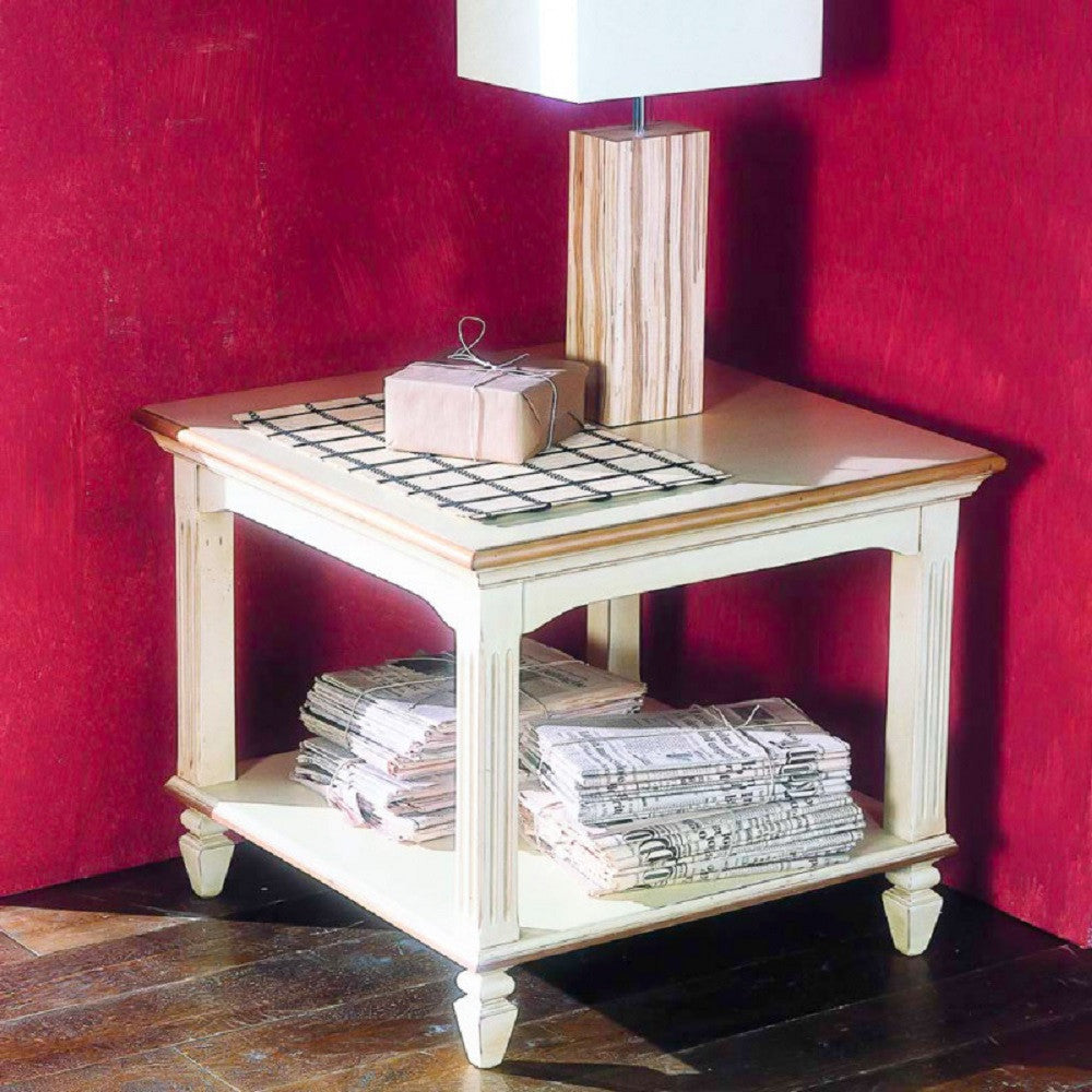 Tavolino quadrato classico in legno bicolore l.65 p.65 h.55 - Mobili 2G