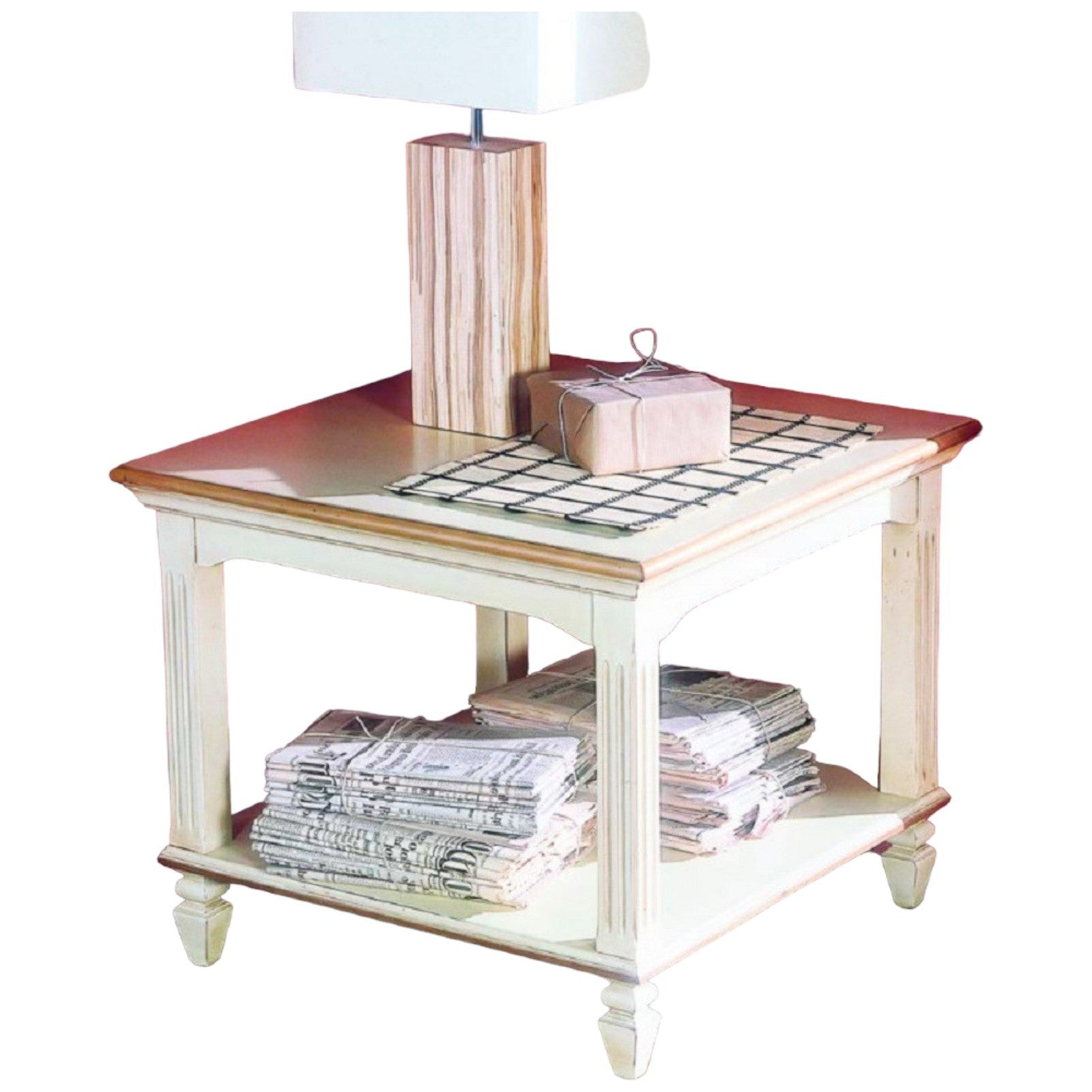 Tavolino quadrato classico in legno bicolore l.65 p.65 h.55 - Mobili 2G