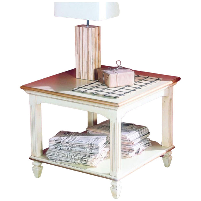 Tavolino quadrato classico in legno bicolore l.65 p.65 h.55 - Mobili 2G