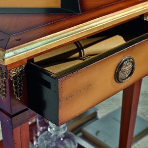 Tavolino quadrato classico legno ciliegio intarsio bassano 50x50x77 - Mobili 2G