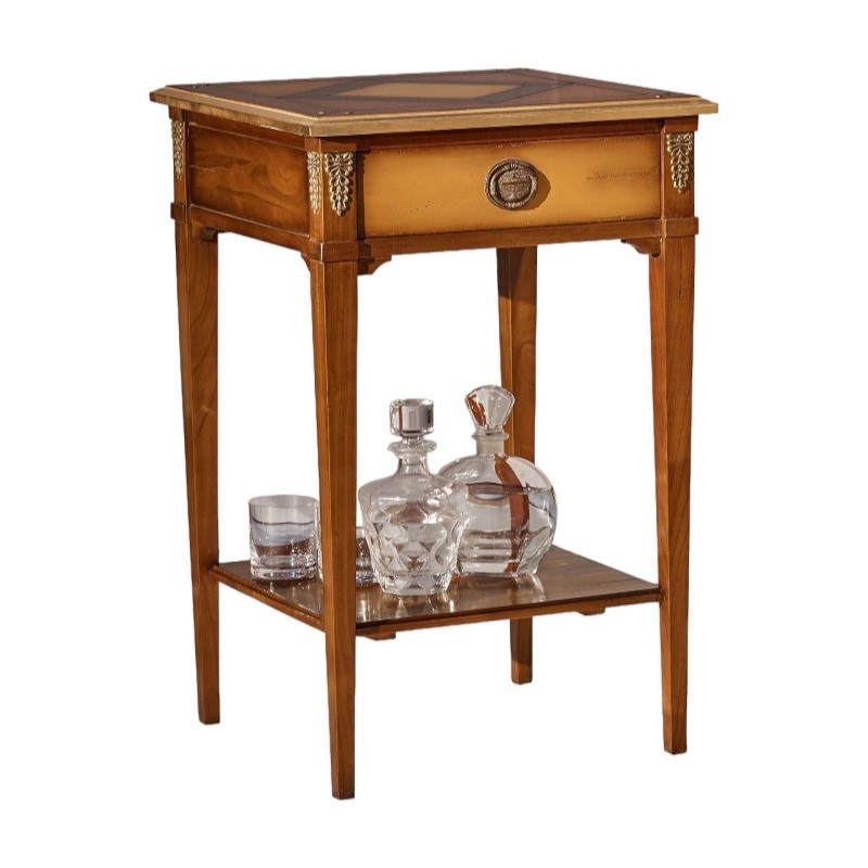 Tavolino quadrato classico legno ciliegio intarsio bassano 50x50x77 - Mobili 2G