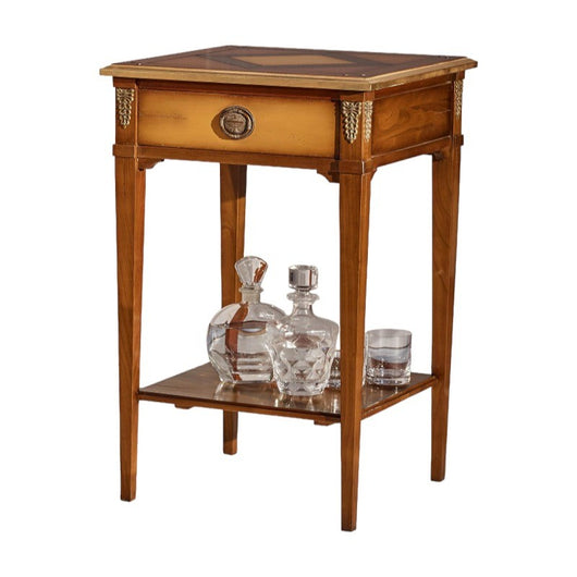 Tavolino quadrato classico legno ciliegio intarsio bassano 50x50x77 - Mobili 2G