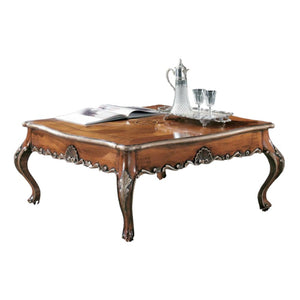 Tavolino quadrato classico legno intarsio bassano argento 104x104x48 - Mobili 2G