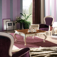 Tavolino quadrato classico legno intarsio shabby 104x104x48 - Mobili 2G