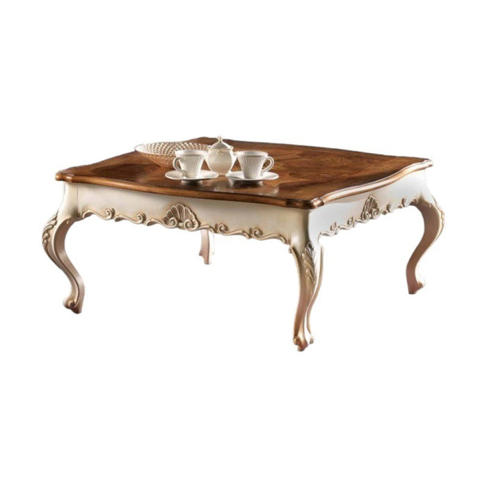 Tavolino quadrato classico legno intarsio shabby 104x104x48 - Mobili 2G