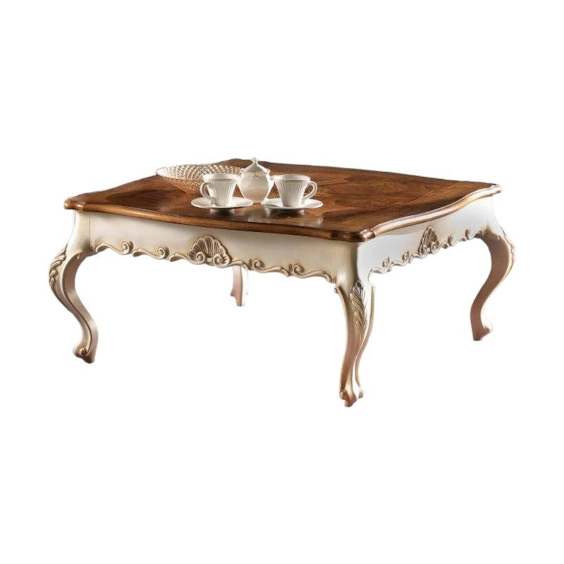 Tavolino quadrato classico legno intarsio shabby 104x104x48 - Mobili 2G