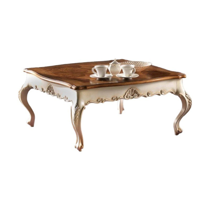 Tavolino quadrato classico legno intarsio shabby 104x104x48 - Mobili 2G