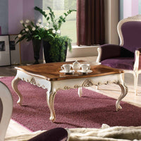 Tavolino quadrato classico legno intarsio shabby 104x104x48 - Mobili 2G