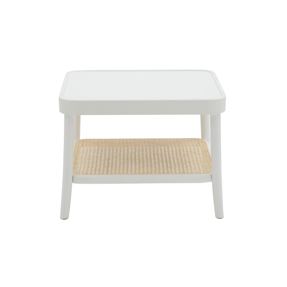 Tavolino quadrato contemporaneo legno paglia bianco 60x60x43 - Mobili 2G