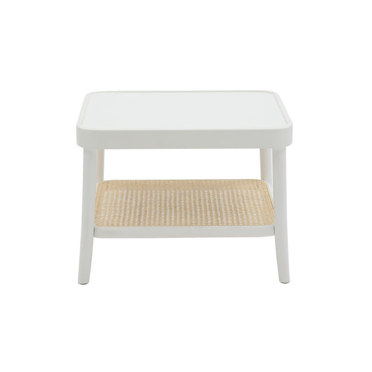 Tavolino quadrato contemporaneo legno paglia bianco 60x60x43 - Mobili 2G
