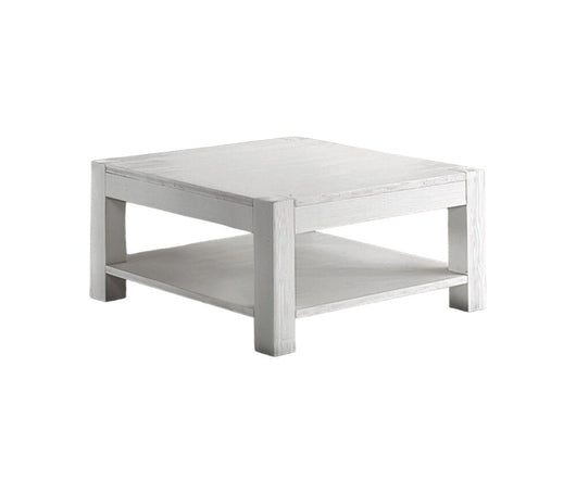 Tavolino quadrato in abete bianco spazzolato 80x80x40
