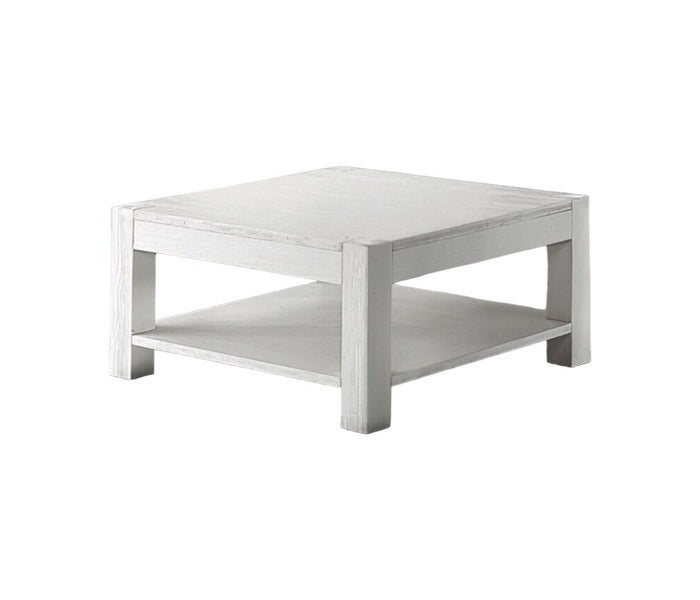 Tavolino quadrato in abete bianco spazzolato 80x80x40