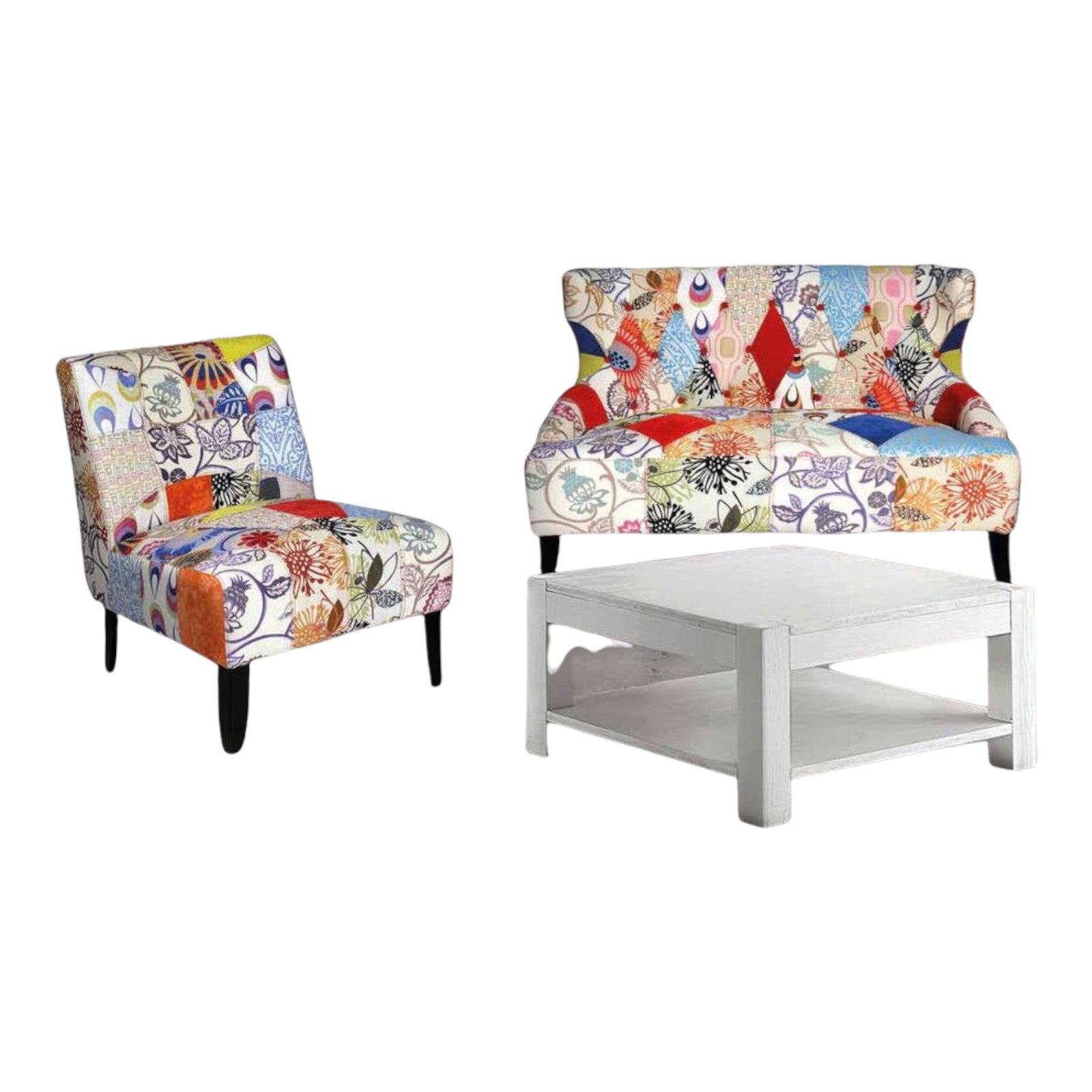 Tavolino quadrato in abete bianco spazzolato 80x80x40