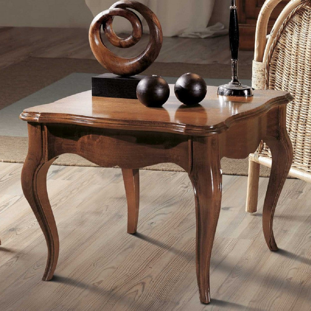 Tavolino quadrato in legno massello tinta noce l.65 p.65 h.49 - Mobili 2G