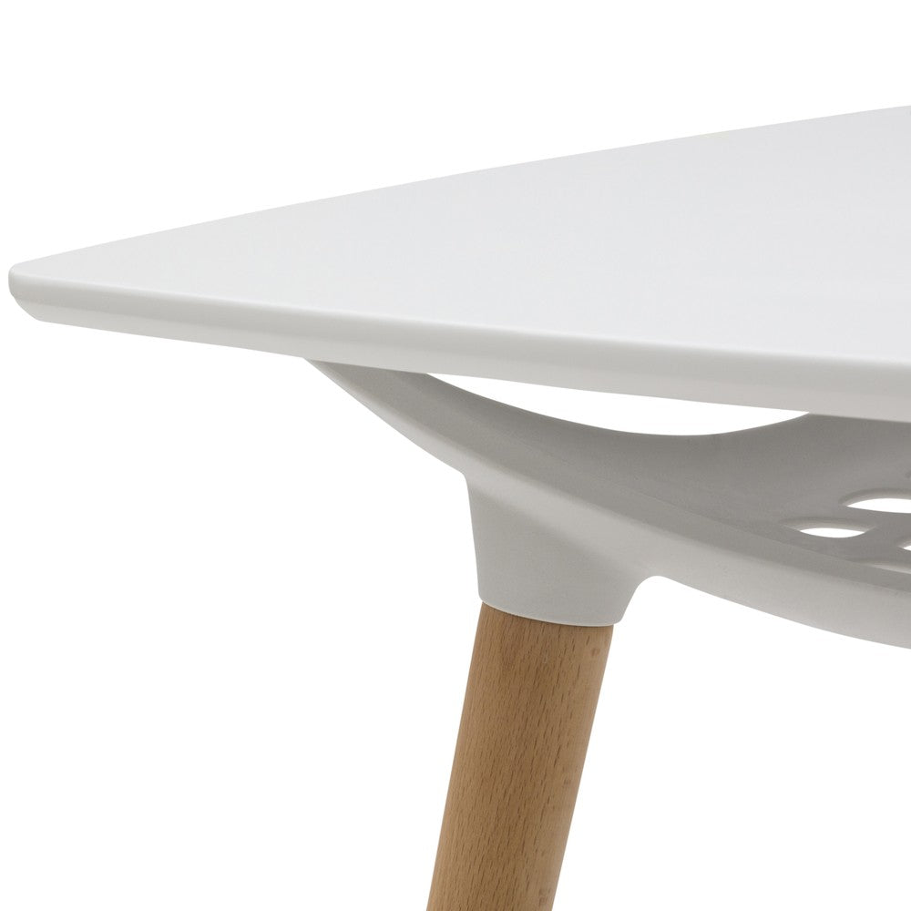 Tavolino quadrato moderno bianco e legno 80x80x73 - Mobili 2G