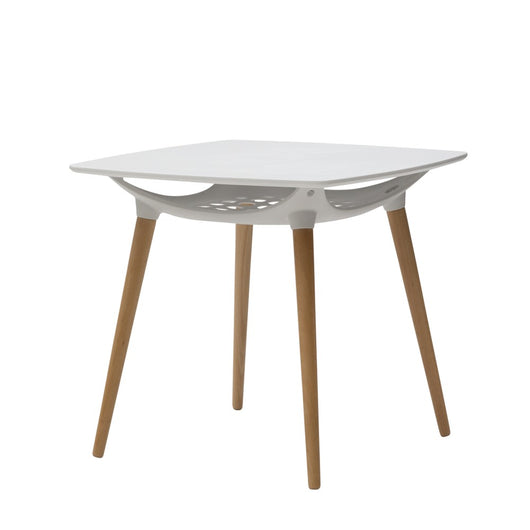 Tavolino quadrato moderno bianco e legno 80x80x73 - Mobili 2G