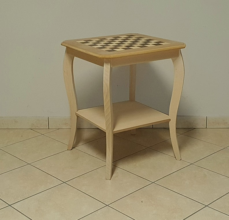 Tavolino quadrato scacchiera legno grezzo 50x50x63 - Mobili 2G