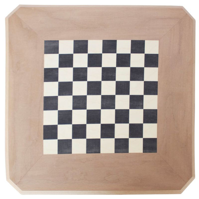 Tavolino quadrato scacchiera legno grezzo 50x50x63 - Mobili 2G