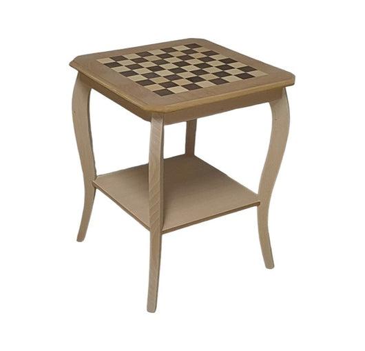 Tavolino quadrato scacchiera legno grezzo 50x50x63 - Mobili 2G