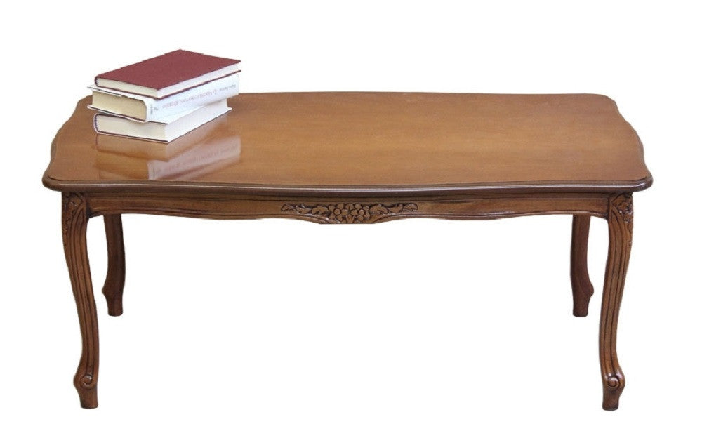 Tavolino rettangolare da salotto in legno intagliato con fregi - Mobili 2G