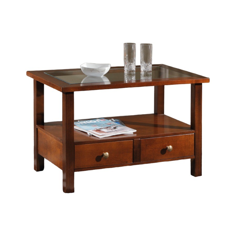 Tavolino rettangolare finitura in noce arte povera l.77 p.47 h.51