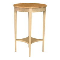 Tavolino rotondo 1 cassetto legno grezzo 48x48x72 (3114) - Mobili 2G