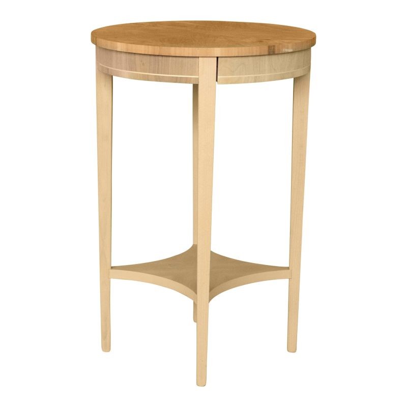 Tavolino rotondo 1 cassetto legno grezzo 48x48x72 (3114) - Mobili 2G