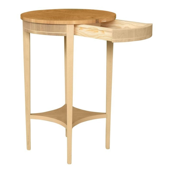 Tavolino rotondo 1 cassetto legno grezzo 48x48x72 (3114) - Mobili 2G